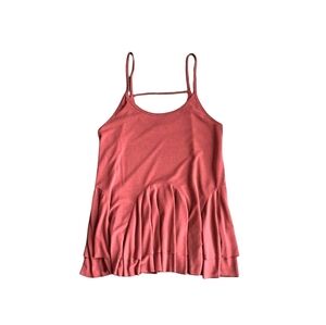 Hummingbird Light Brick Red Ruffled Spaghetti Strap Flowy Tank Top Size S